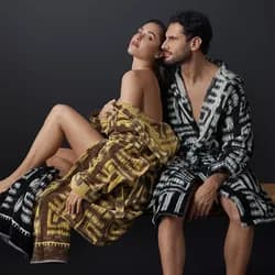 Carrara Frottier Unisex Bademantel Gazi L/XL | schwarz - schwarz