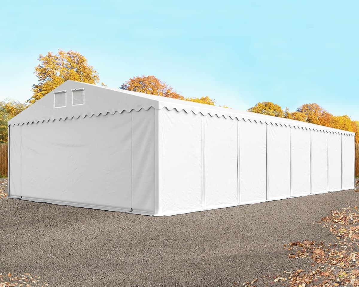 TOOLPORT 8x36m PVC lagertelt, hvid, med bundramme, uden statikpakke - (49260)