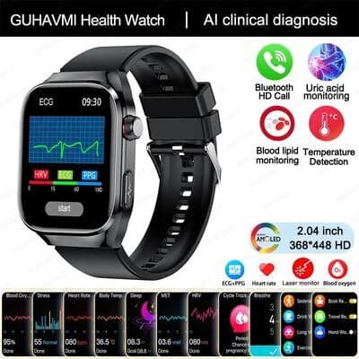 Uplift Treasures AI Health Smart Watch ECG PPG Blood Monitor black