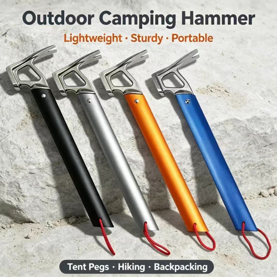 NONE Leaftour Portable Aluminum Camping Hammer, Multi-use Tent Stake Remover, Outdoor Survival Emergency Preparedness Tool