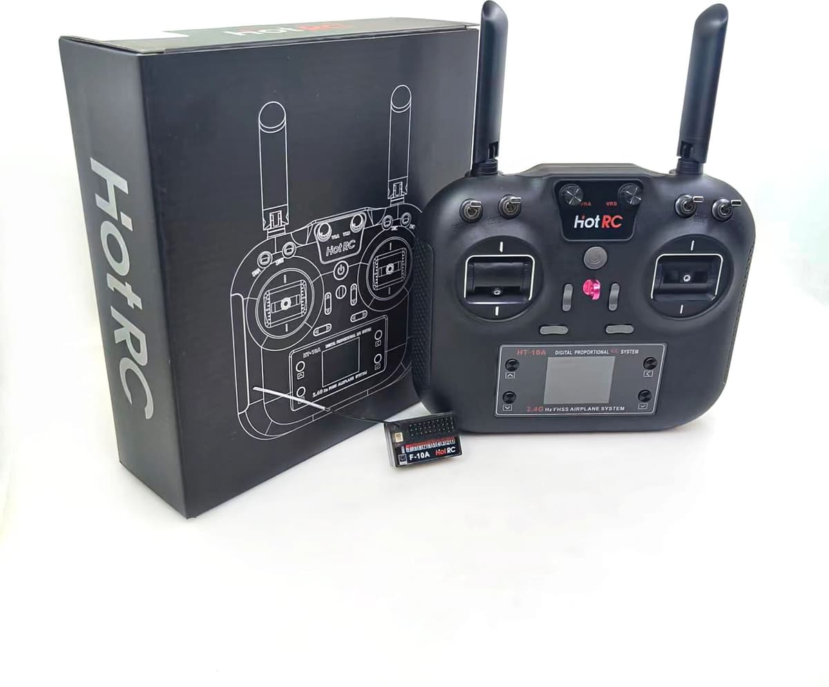 QX-MFLU Hotrc HT-10A HT10A 2.4Ghz 10CH Remote Controller and F-10A Receiver For RC Airaft Vehicle Boat Drone Accessories Parts
