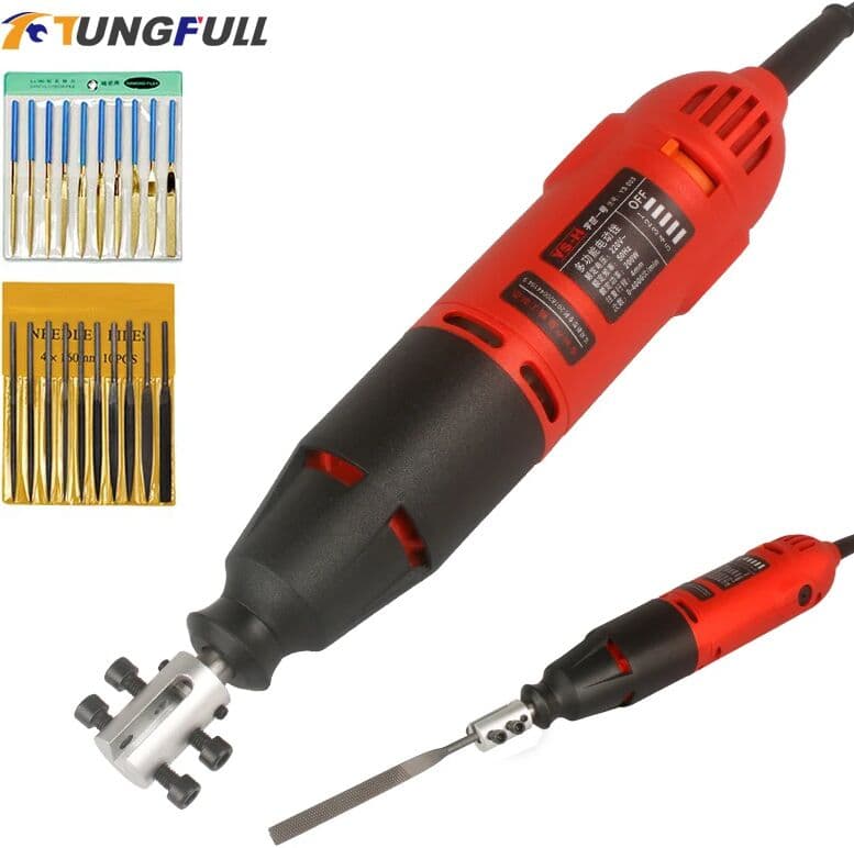 tungfull Electric File Reciprocating Metal Grinding Tool Grinder Trimming Mold Reciprocating Saw File Polisher Machine 200W 220V