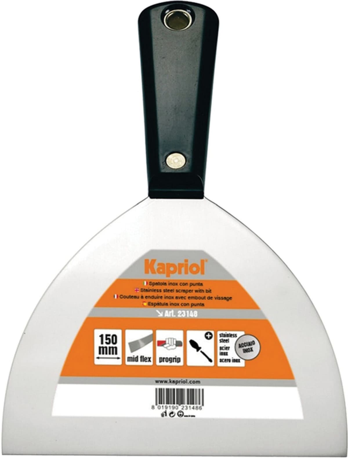 Kapriol SPATOLA AMERICANA 75 mm  LAMA IN ACCIAIO TEMPRATO E MANICO IN PLASTICA