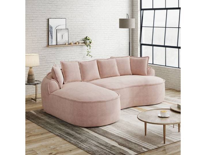 Canapé d'angle modulable en chenille chaiselongue extra profonde et accoudoirs larges - TCQPZ - Rose 252 × 164 × 67 cm