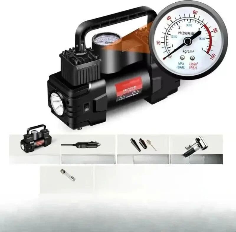 NONE LED Light Auto Inflatable Compre QvU Car Electric Air Pump Mini Tire Inflator with For Super 12V 150PSI Heavy Duty Dual Cylinder