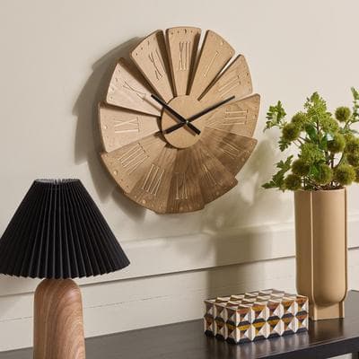 Value Selection Beathan Modern Wood Wall Clock Natural White Roman Numeral Decor Beathan Modern Wood Wall Clock Natural White Roman Numeral Decor