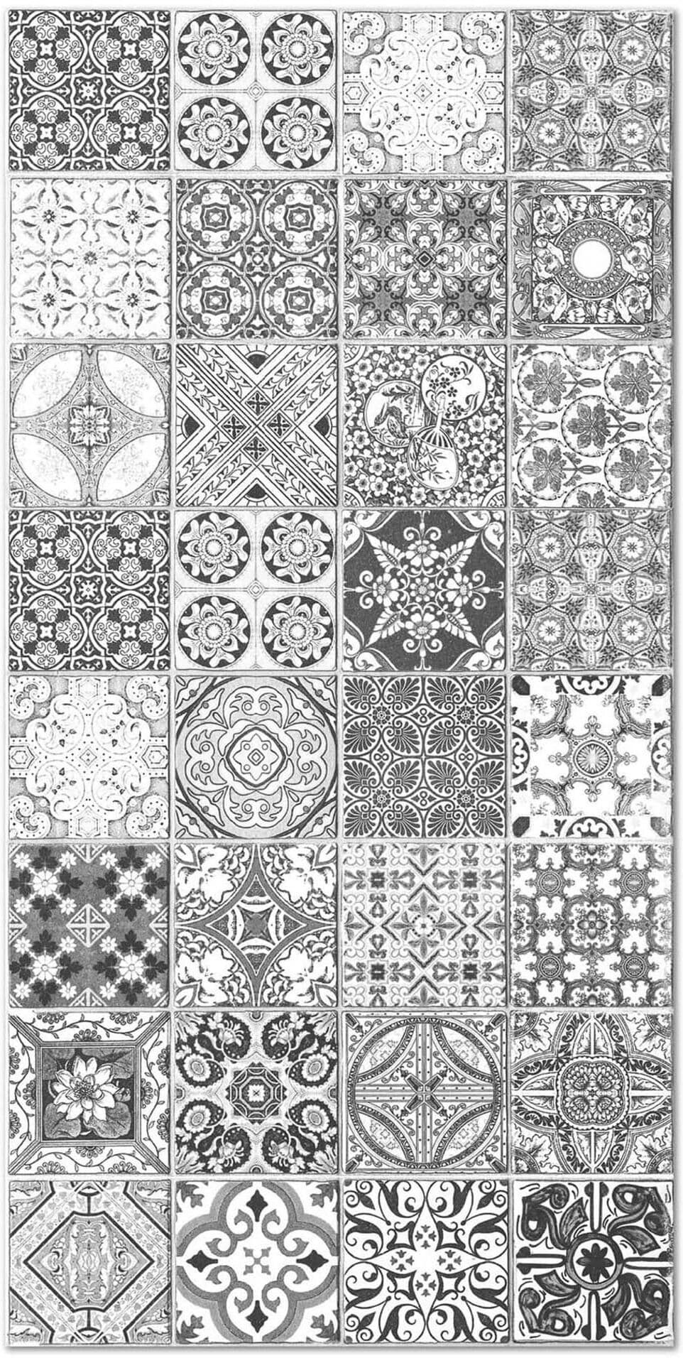 Home and Living Tapis vinyle carreaux ciments jaen gris 80x200cm Gris 80x0x200cm