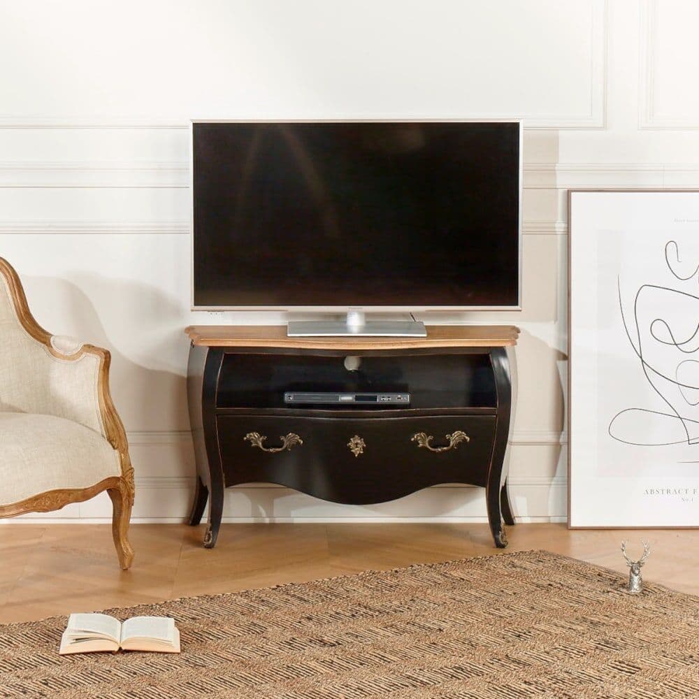 Robin des Bois Mueble de televisión 1 cajón con encimera de roble negro