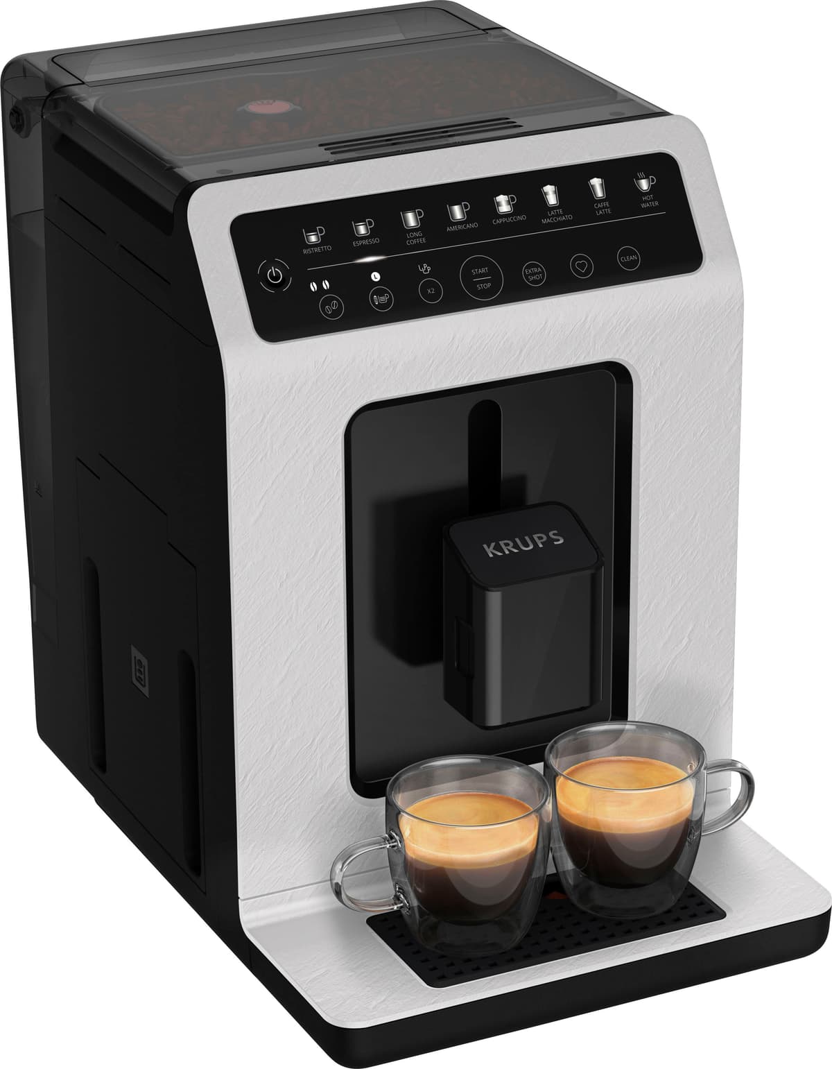 Krups Kaffeevollautomat "EA897A Evidence ECOdesign", schwarz-weiß (schwarz, weiß in schiefer, optik), B:24cm H:36cm T:37cm, Kaffeevollautomaten, Touch-Steuerung, Kaffeevollautomat