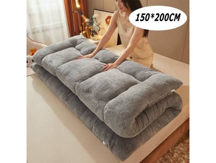 Matelas Pliable Enroulable Matelas futon Épaissir Le Tapis De Sol en Tatami Matelas de Couchage pour dortoir Gris 150x200 cm