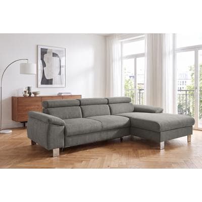 Ecksofa COTTA "Komaris L-Form, B: 244 cm", elephant, B:244cm H:72cm T:166cm, 94% POLYESTER (PES) 6%POLYAMID (PA), Sofas, Ecksofa, mit Kopfteilverstellung, optional Schlaffunktion, Bettkasten & Licht
