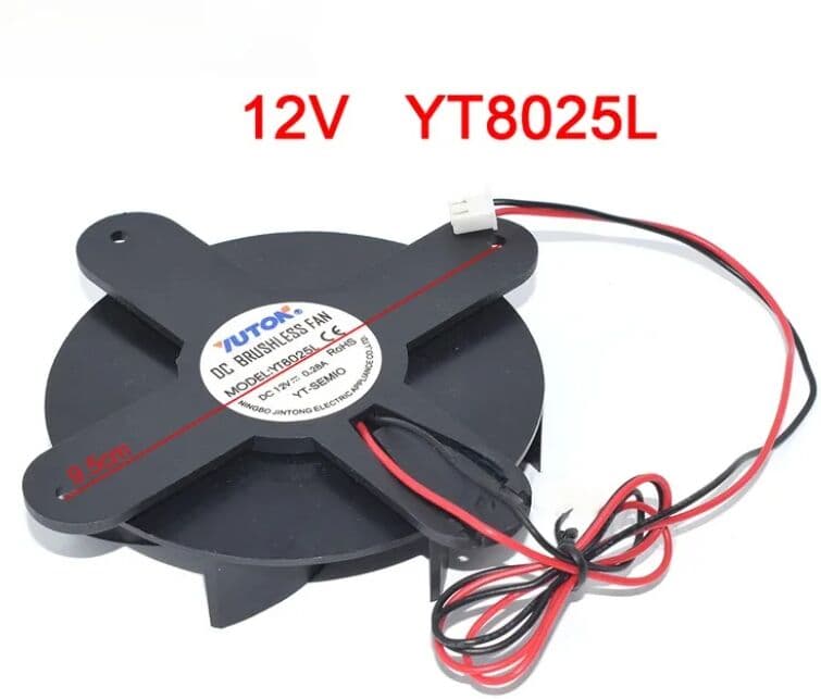 XMSJ YUTON Car Refrigerator Silent 8025 Cross Butterfly Cooling Fan For Turtle Hatcher YT8025L JSF8025MS 12V 0.28A 2Pin M4-7G HN