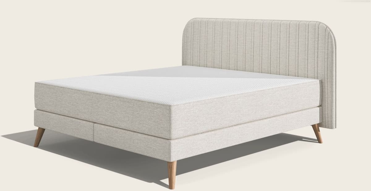 Emma Original Elite Boxspringbett – Mint - 160x200 cm - Kopfteil Streifen - Metallfüße