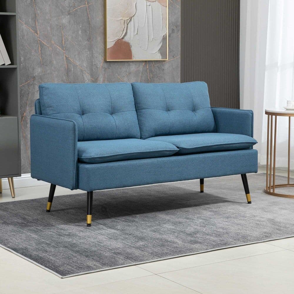 Homcom Sofá dos plazas 139x68x80 cm azul