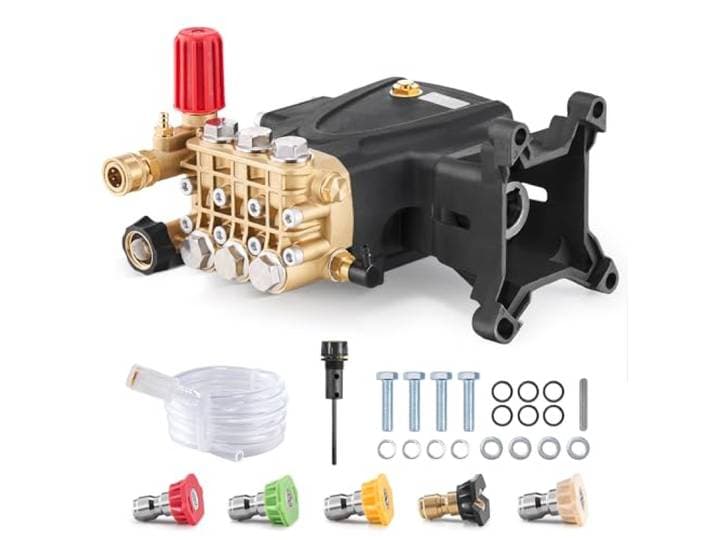 VEVOR Pompe de Nettoyeur Haute Pression\, Piston triplex Horizontal à Arbre de 25\,4 mm\, 4000 PSI\, 4\,0 GPM\, kit Pompe de Remplacement avec 5 Buses\, pour Simpson MorFlex 40224\, 40225\, 40226\, Santoprene