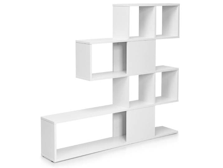 Ladder Boekenkast met 5 Planken en Deuren Decoratieve Houten Planken voor Woonkamer en Kantoor (Wit)