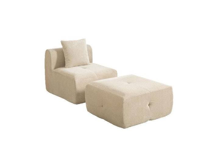 Canapé Compressé Monoplace en Chenille Kaki Sans Montage - Canapé d'angle avec Base Antidérapante - Remplir de Mousse HR - Chic