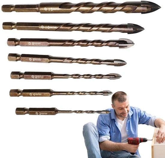 Betonboor set met 7 stuks steenboor bits en zeskant schacht voor klusprojecten in metaal