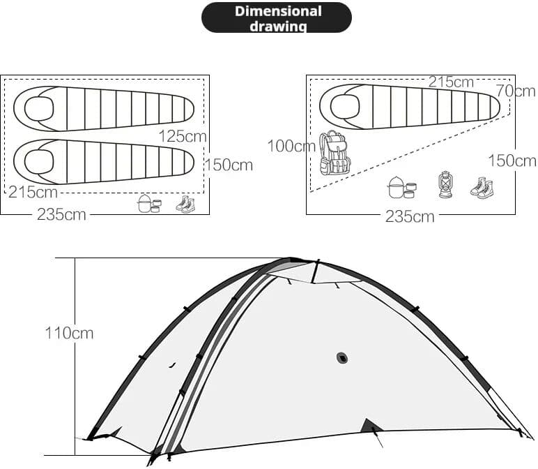 NONE Astagear Vista 2 15D Silicone Coated 2 Person Camping Tent Aluminum Alloy Support Pole 3000mm Water Pressure Outdoor Tent