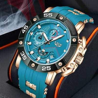 PRiME LIGE Mens Big Dial Military Sports Watch, Top Brand Luxury Quartz Watch For Men, Waterproof Silicone Strap Watch silver Black