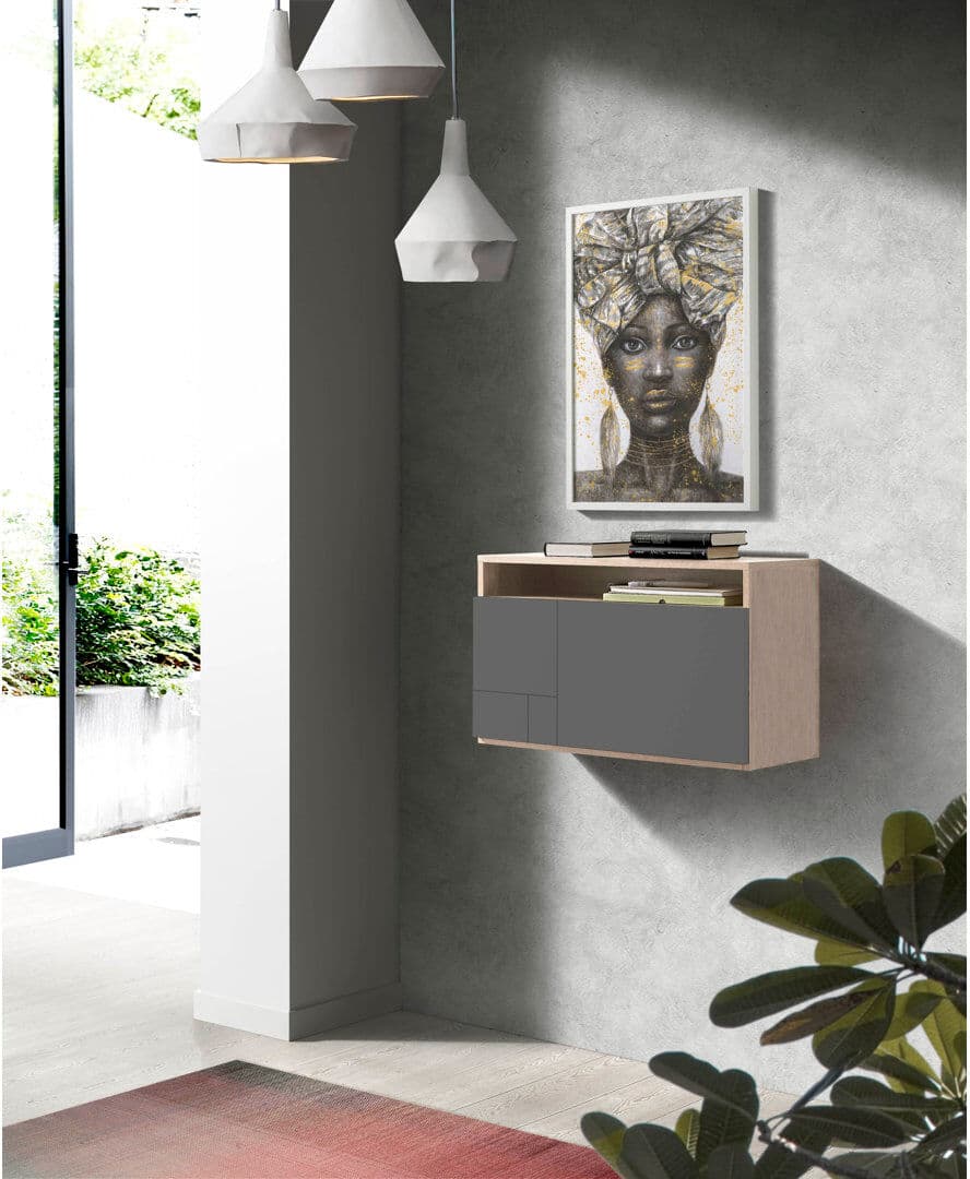 Latitude Run Fryman Foldable Floating Desk Oak/Grey 44cm H X 75cm W X 30cm D