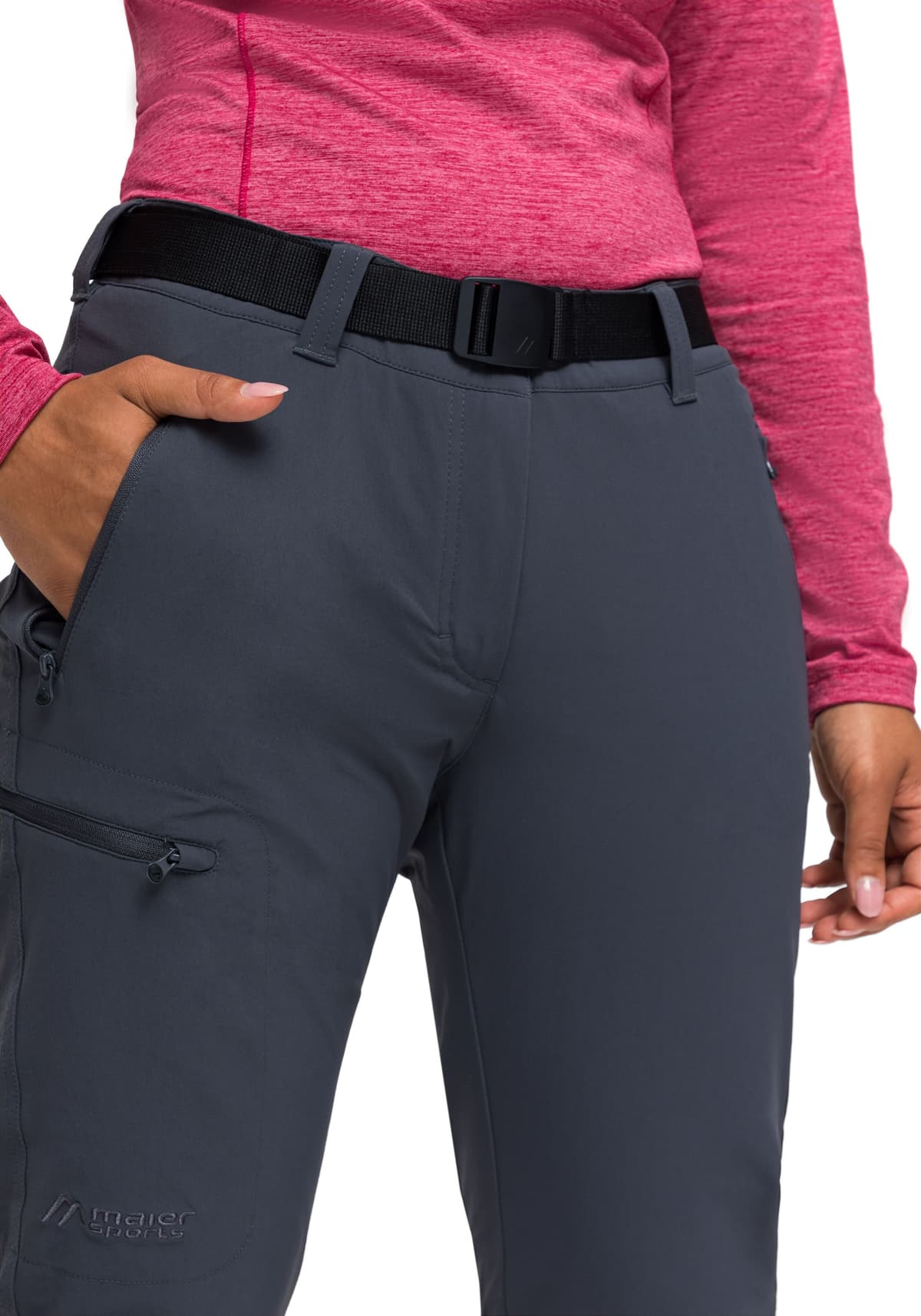 Funktionshose MAIER SPORTS "Rechberg", Damen, Gr. 48, Normalgrössen, grau, 90% Polyamid, 10% Elasthan, Hosen Funktionshose, Damen Outdoorhose gefüttert, Wanderhose mit 4 RV-Taschen, Regular Fit grau 48, Normalgrössen