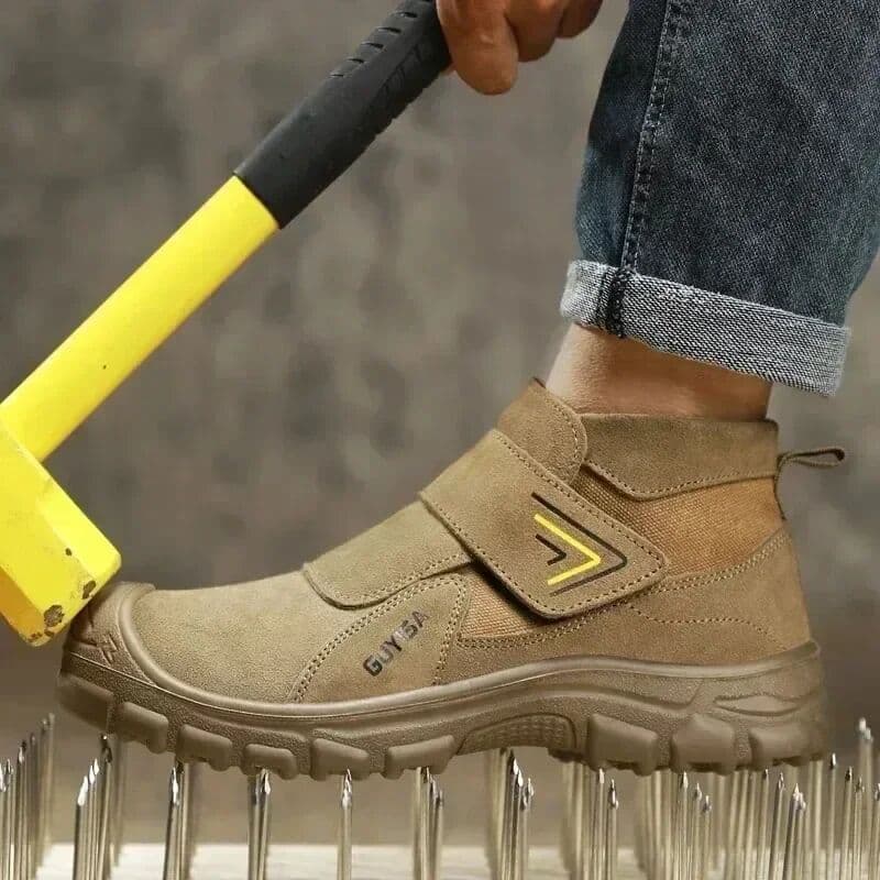 QHSPE Welding Safety Shoes - Anti-Scald Steel Toe Boots for Men/Women, Anti-Smash & Puncture Proof, Wear-Resistant Suede Work Shoes