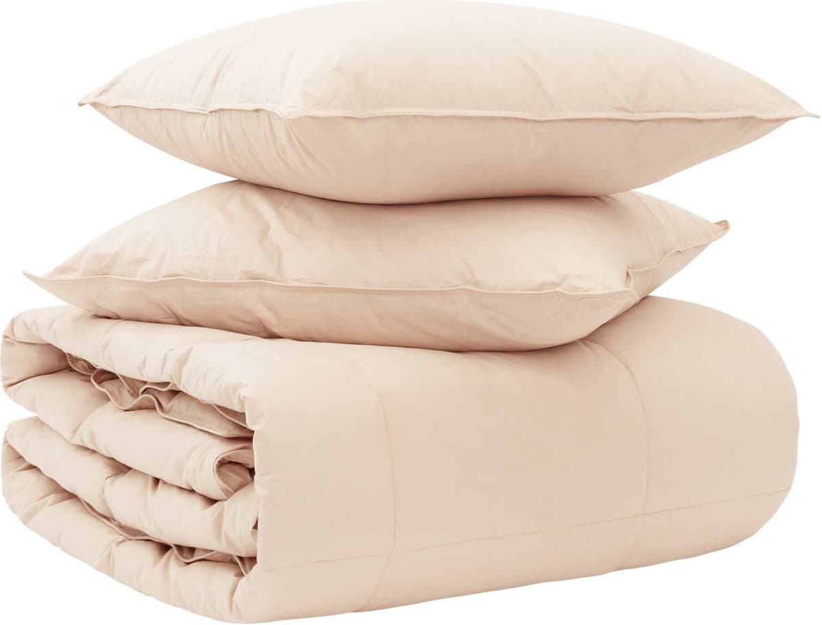 vidaXL Ensemble de Duvet 2 pc 140 x 220 cm Toutes saisons Beige