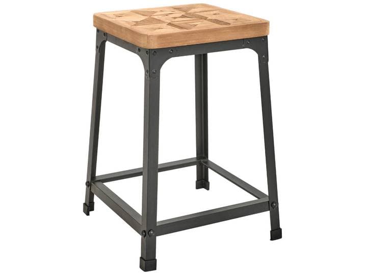 Landscape Hocker, Natur, Schwarz, Holz, Metall, Tanne, massiv, quadratisch, 35.5x50x34 cm, Wohnzimmer, Hocker, Sitzhocker