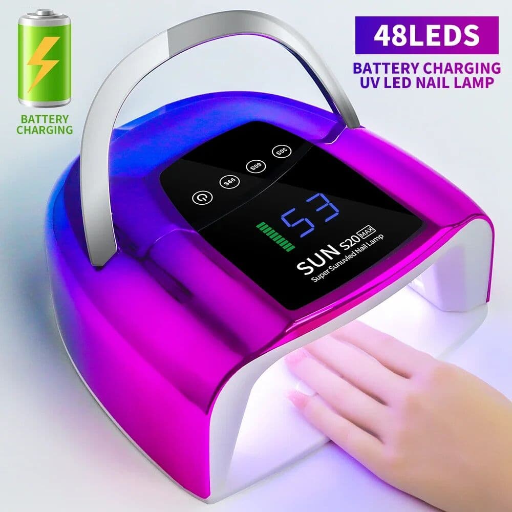 NONE 48LEDS Rechargeable UV LED Nail Lamp Professional Cordless Dryer Machine for Nails Gel Polish Drying Lamp Manicure UV Light Tool