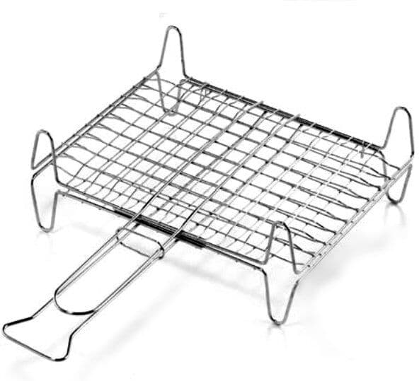 Griglia barbecue Ompagrill A12737 rete doppia con piedi Cromo lucido