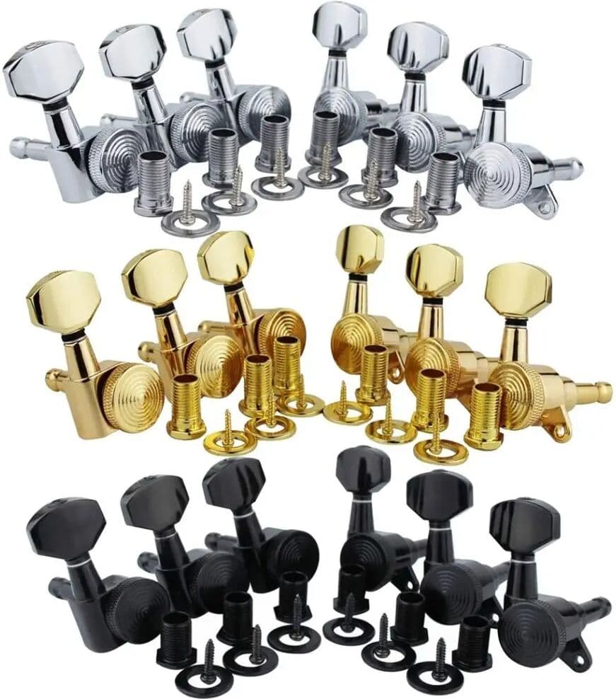 NONE 6PCS/Set Chrome Guitar Locking Tuners Lock String Silver/Gold/Black Electric Guitar Machine Heads Tuners Lock String Tuning Pegs