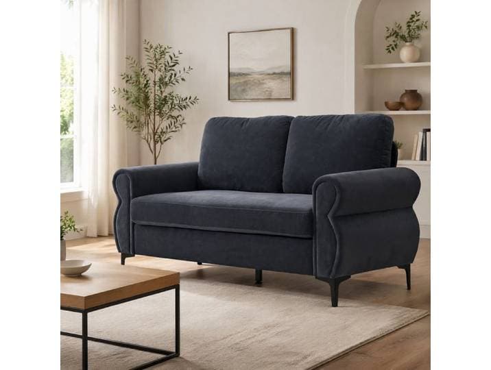 ELVORIN Canapé fixe 2 places 173 5 x 81 x 92 cm tissu gris foncé déhoussable