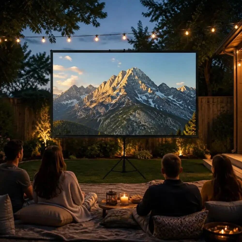 NONE Tripod Projector Screen with Stand 200 X 113 Cm 16:9 4K HD Wrinkle-Free Height Adjustable Portable Projection Screen for Indoor Outdoor Movie Home Cinema Gaming Office for Apartment Living Room Garden