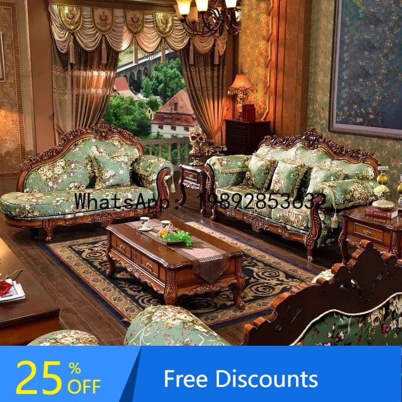 NONE Z5 Removable Fabric Sofa Solid Wood High-end Furniture American Style Living Room Villa 123 Set