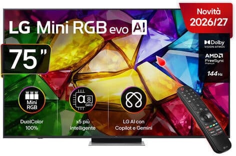 LG Mini RGB 75'' Serie MRGB87 75MRGB87B6B, 4K, RGB Primary Color Pro, Dolby Vision, Motion Booster 288, SMART TV 2026