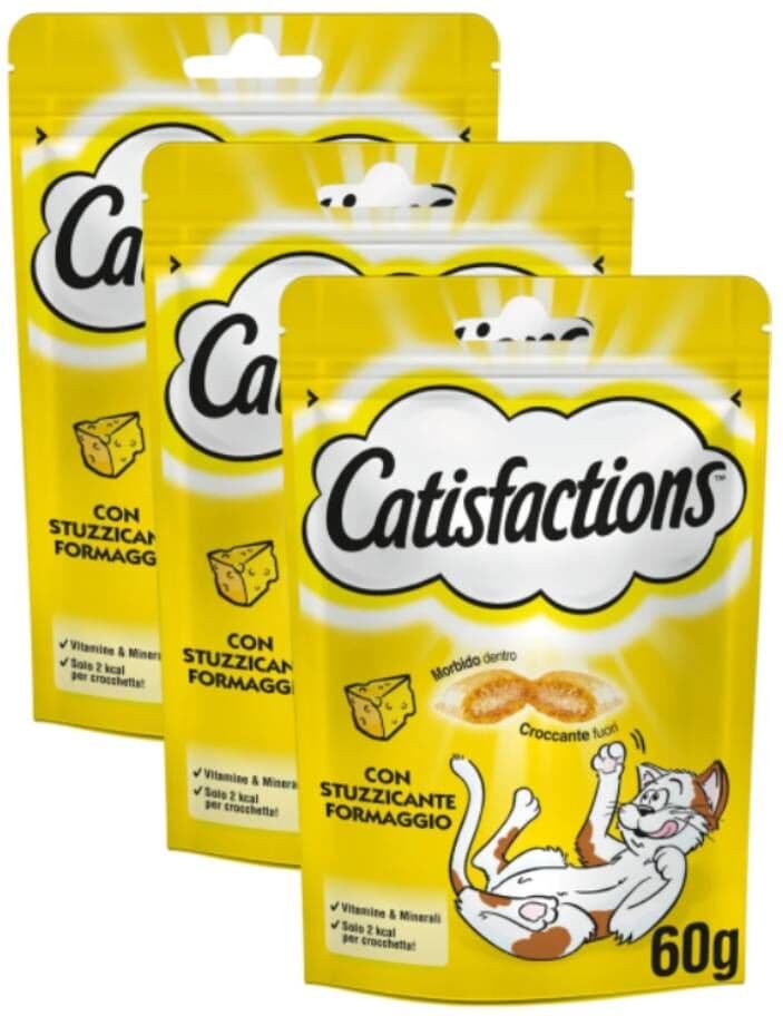 Kit Risparmio 3x180G Catisfactions Snack Gatto FORMAGGIO