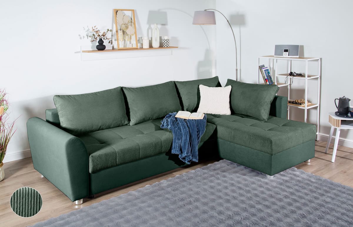 COLLECTION AB "Jana XL L-Form, B: 250 cm" Schlaffunktion, Bettkasten & 1 Zierkissen, Federkern
