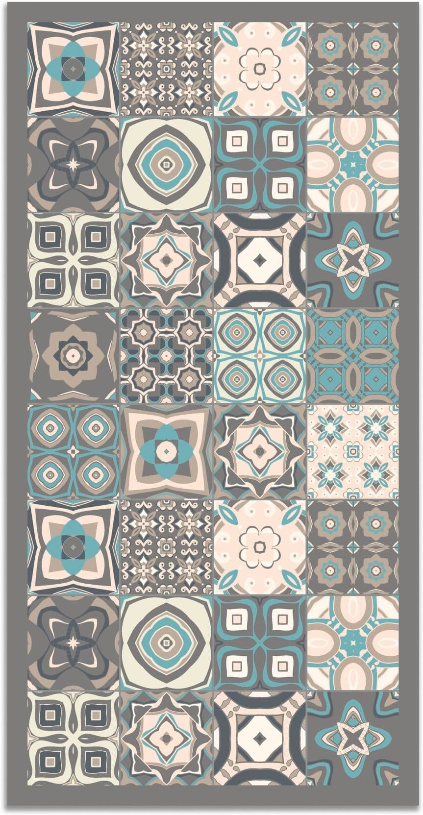 Home and Living Tapis vinyle carreaux ciments bleu 140x200cm Bleu 200x0x140cm