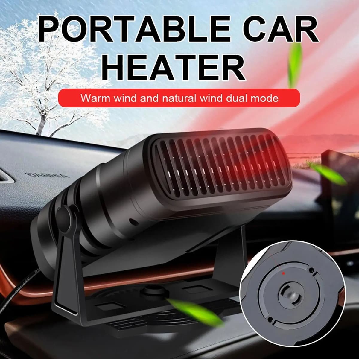 NONE 12V/24V Car Windshield Defogger Defroster 2 in 1 Electric Heater Fan Defogging Defrosting Heating Fan Anti-Fog Automobile Heater