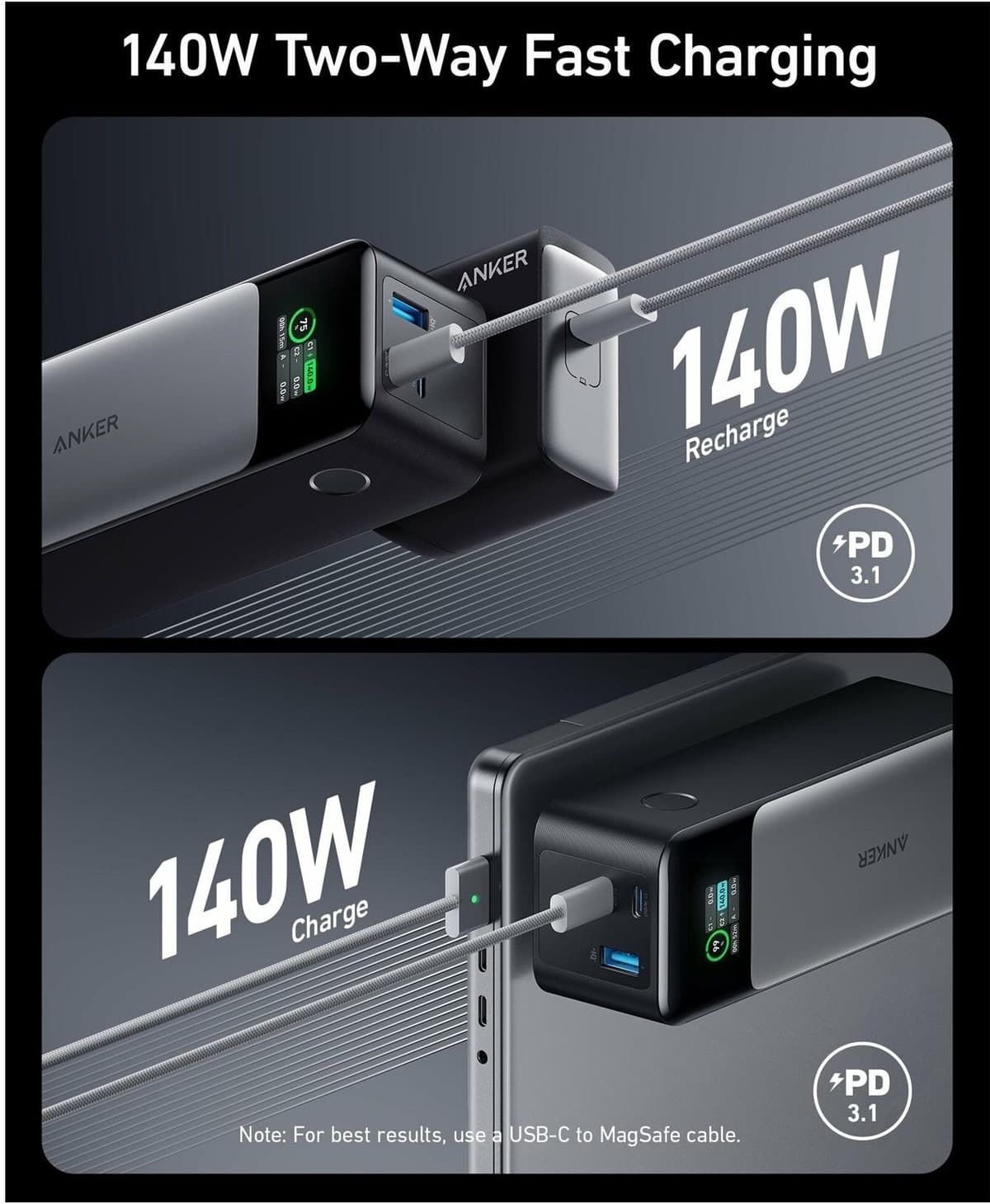 Anker 24000mAh 140W Power Bank Black