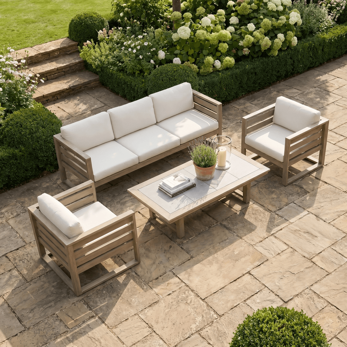 Harbour Lifestyle Andora 3 Seat Sofa Set with 2 in 1 Table in Weathered Brown