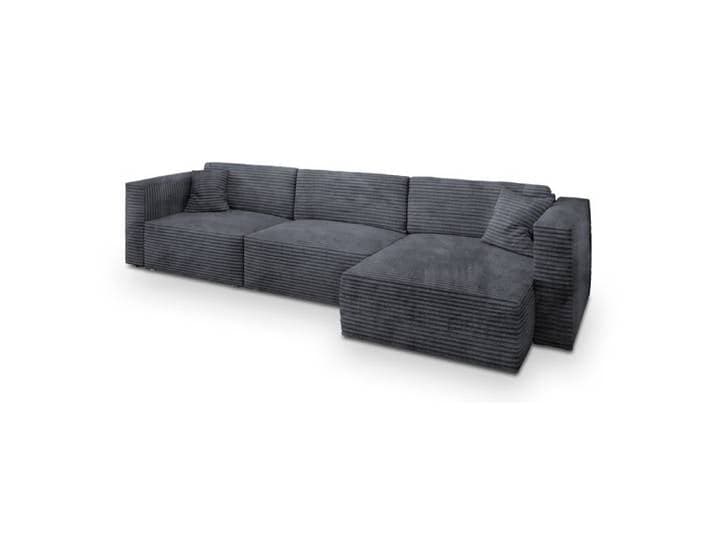 Canapé d'angle TOLMO Canape Convertible - Angle - 5 places - 347x148x90 cm - Velours côtelé TILIA 90 - Gris