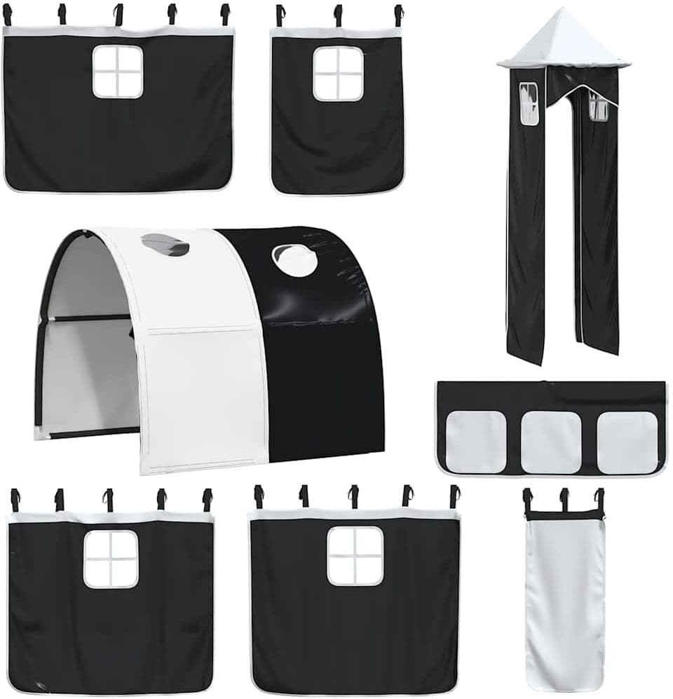 vidaXL Lit superposé sans matelas avec toboggan blanc noir 90x200 cm