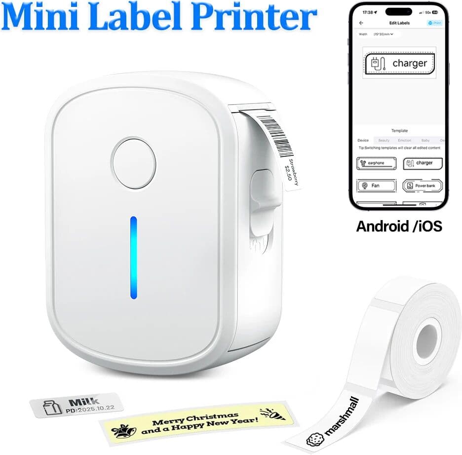 Marklife Portable Mini Label Printer Bluetooth Inkless Self-adhesive Labels Thermal Printer Sticker Maker Mini Adhesive Labeller Machine