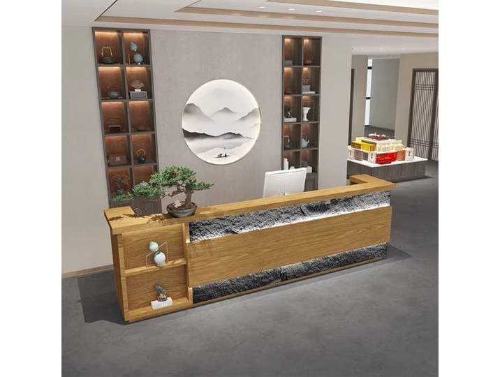 Comptoir de réception de style industriel rétro pour hôtel, restaurant, salon de beauté, boutique de nettoyage d'oreilles, et table d'accueil pour salon de pédicure