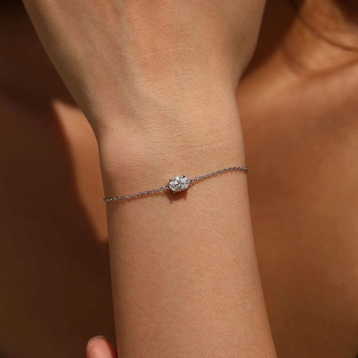 MODIAN 1CT Oval Moissanite Bracelet 925 Sterling Silver Trendy Temperament Link Chain Bracelet For Women Fine Jewelry