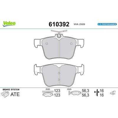 Valeo Bremsbelagsatz, Scheibenbremse [Hersteller-Nr. 610392] für Skoda, VW, Audi