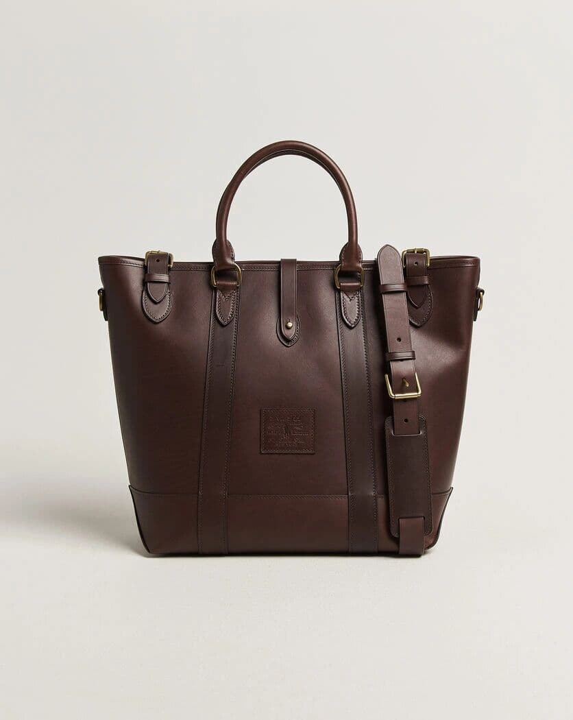 Polo Ralph Lauren Leather Tote Bag Burnished Brown