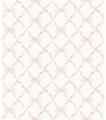 LoveShackFancy Baby Bow Faded Primrose Ribbon Trellis Wallpaper